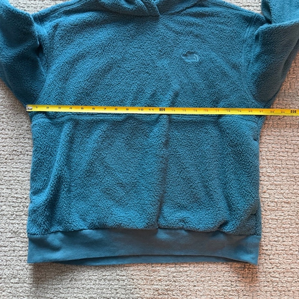 The North Face Teal Fleece Hoodie Pullover Womens Size L Cozy Relaxed Fit - Picture 6 of 10